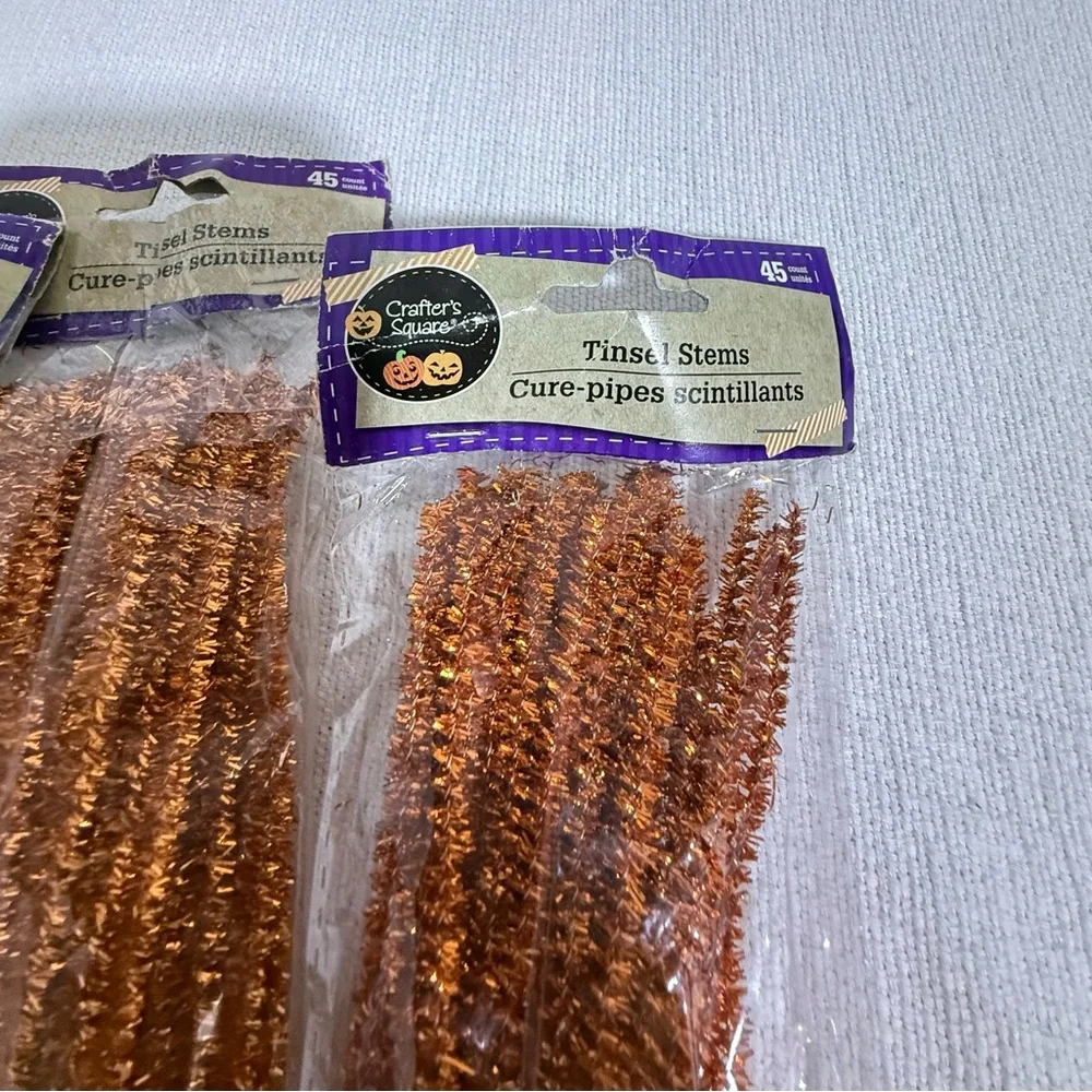 Art & Craft , Purple and Copper tinsel stem cure-pipes Mesh Decoration Set
